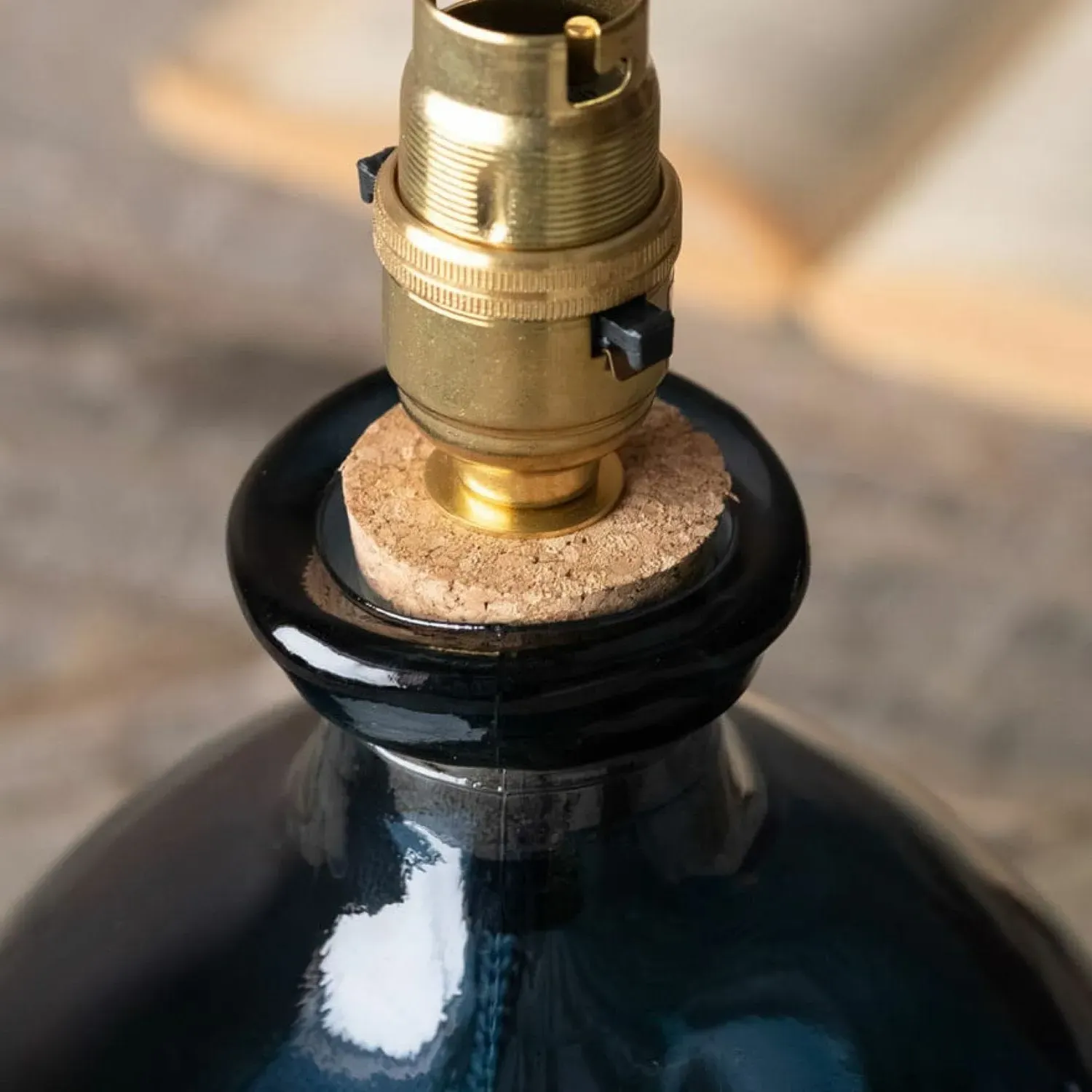 Recycled Glass Table Lamp - Petrol Blue