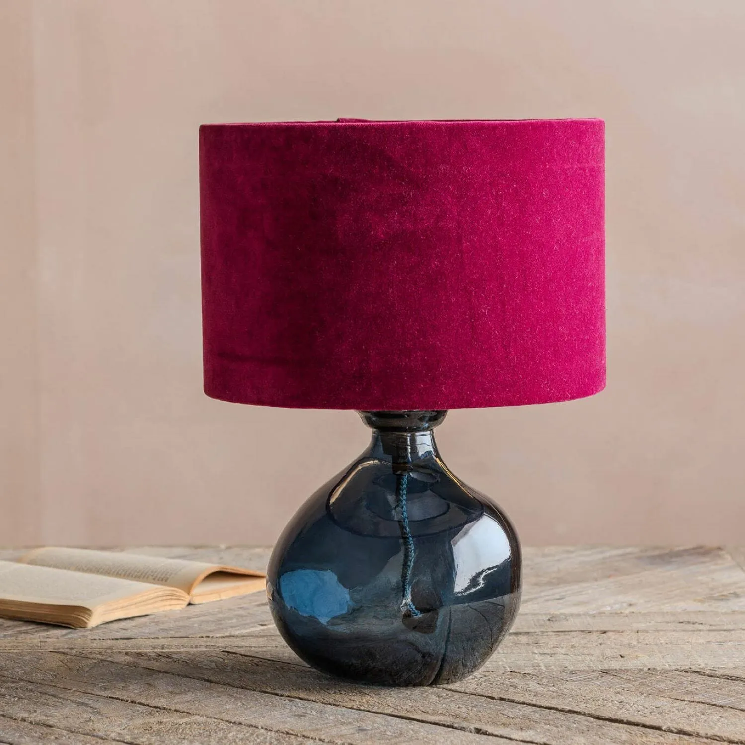 Recycled Glass Table Lamp - Petrol Blue