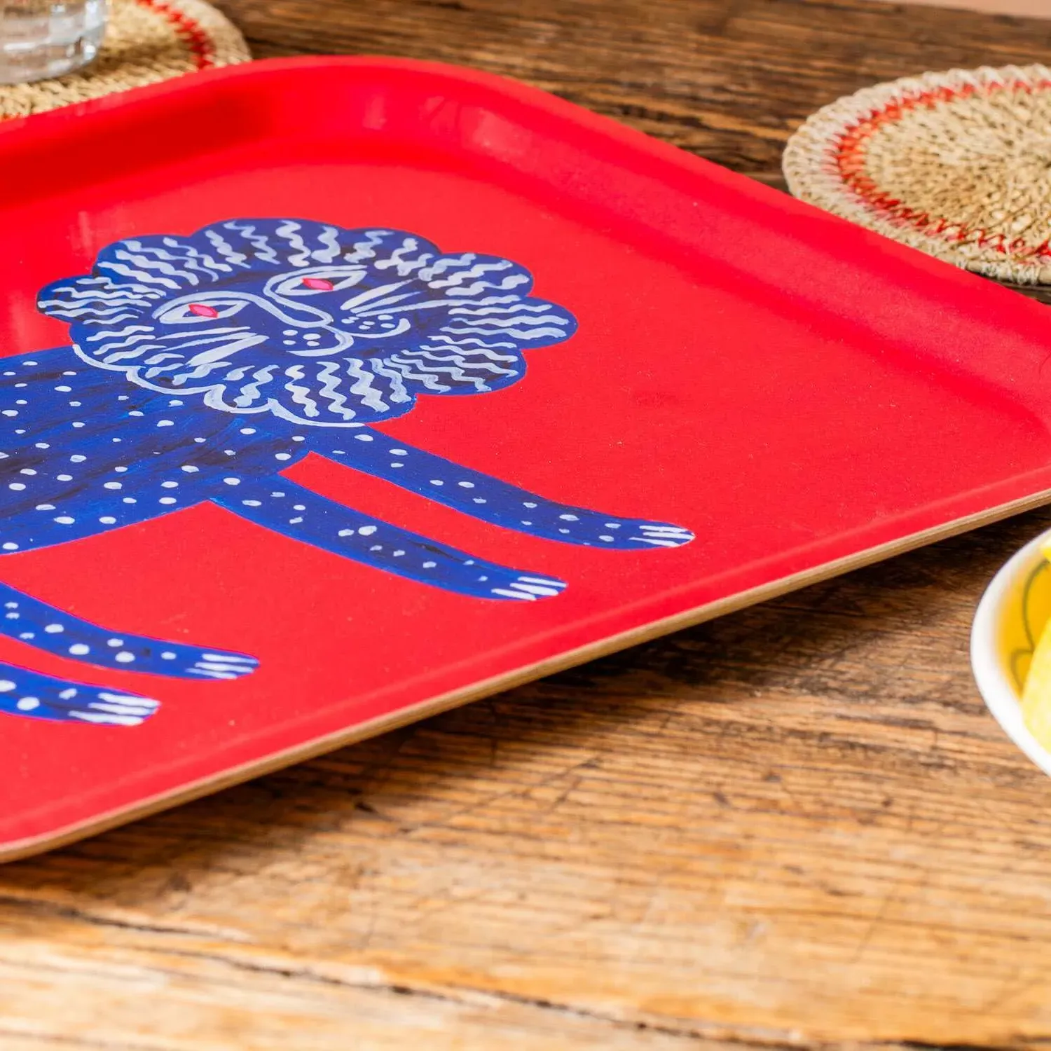 Red Lion Birch Tray - Red, Birch Wood