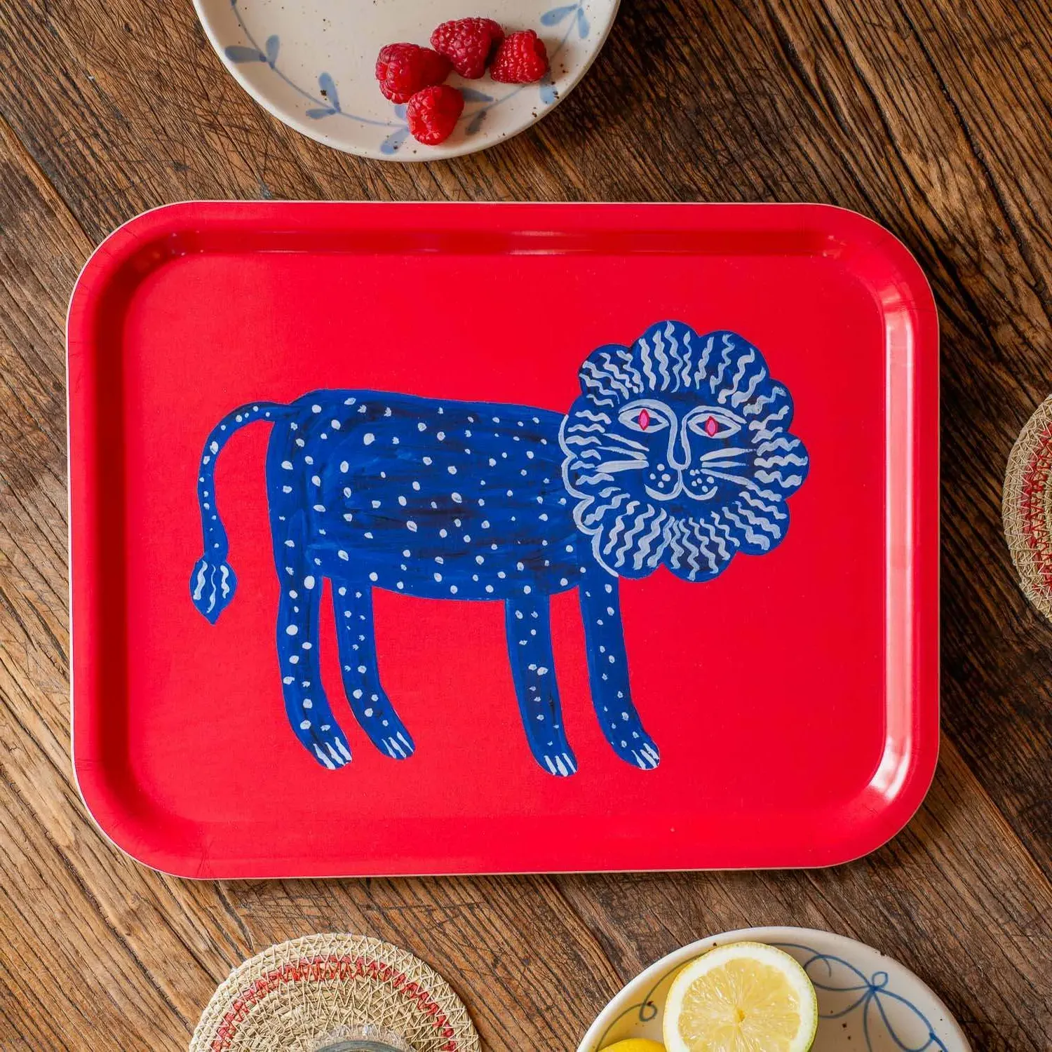 Red Lion Birch Tray - Red, Birch Wood image