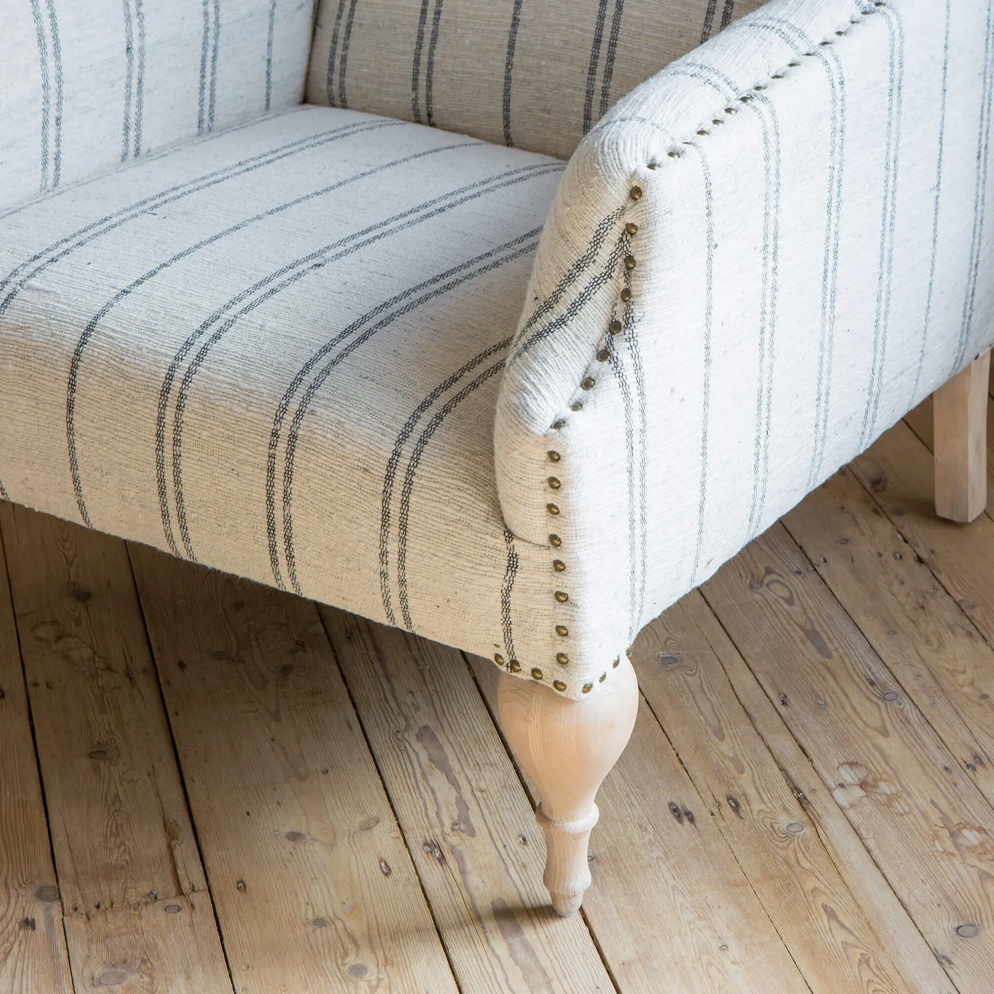 Renée Linen Stripe Armchair - Blond Wood