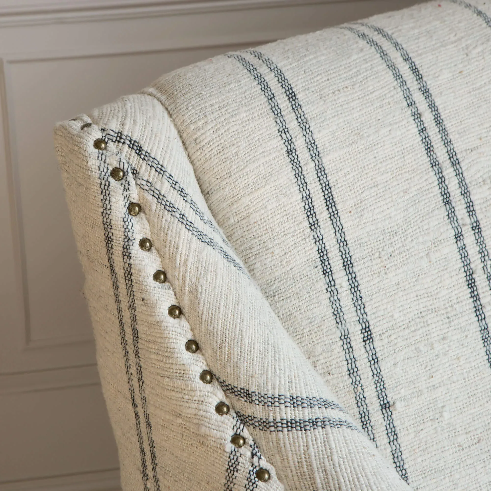 Renée Linen Stripe Armchair - Blond Wood