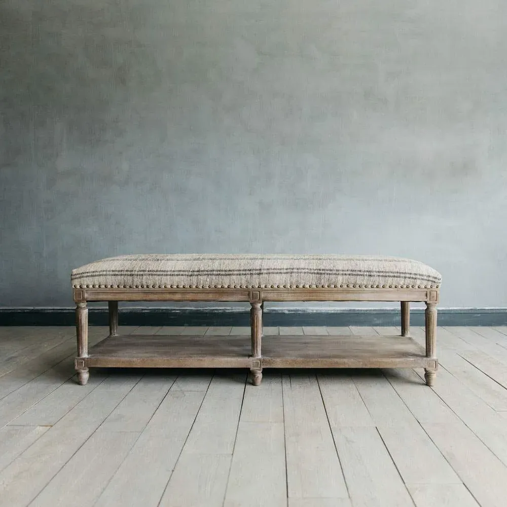 Renée Upholstered Bench - Mango Wood