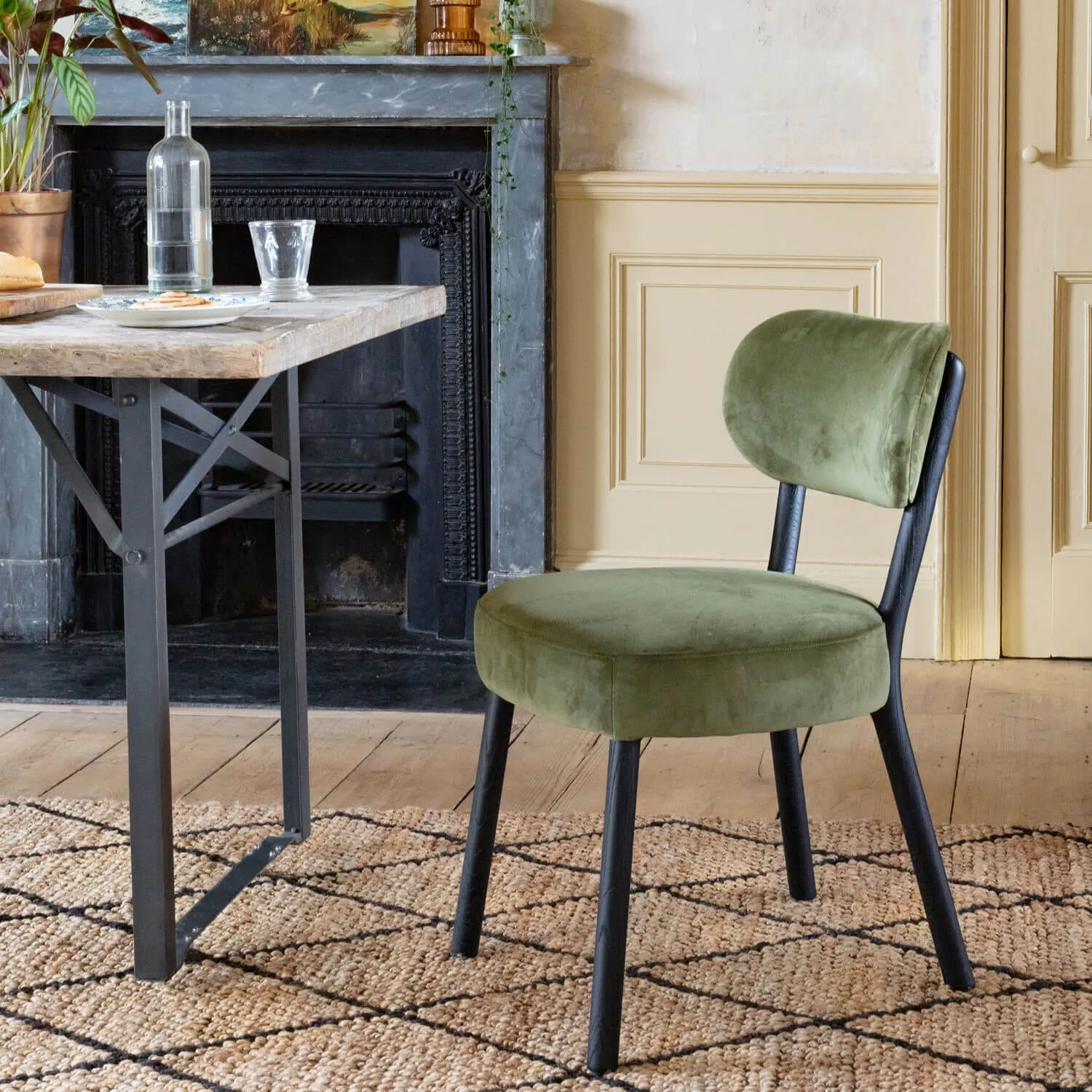 Rigby Dining Chair - Moss Green, Velvet image