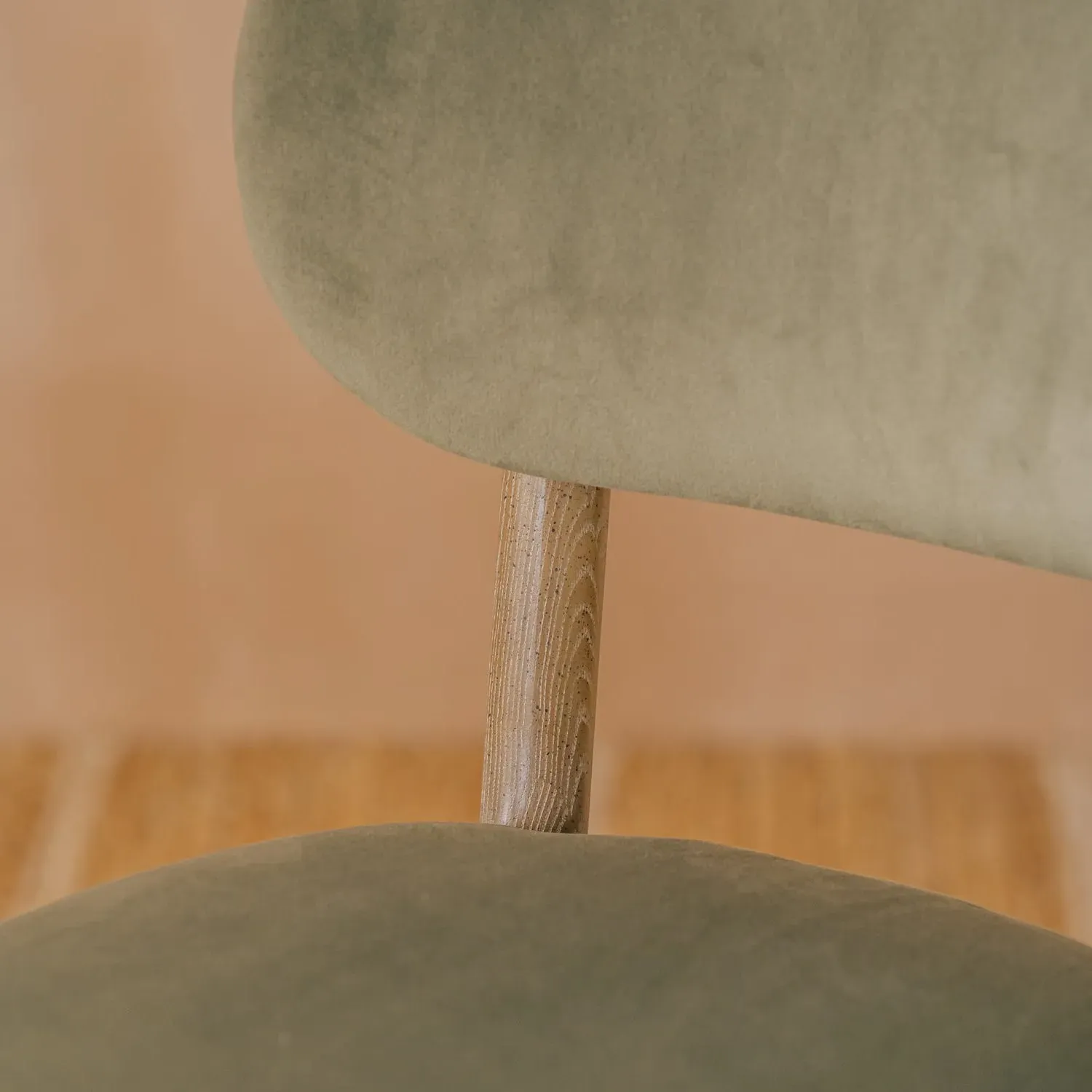 Rigby Dining Chair with Natural Legs - Moss Green, Velvet