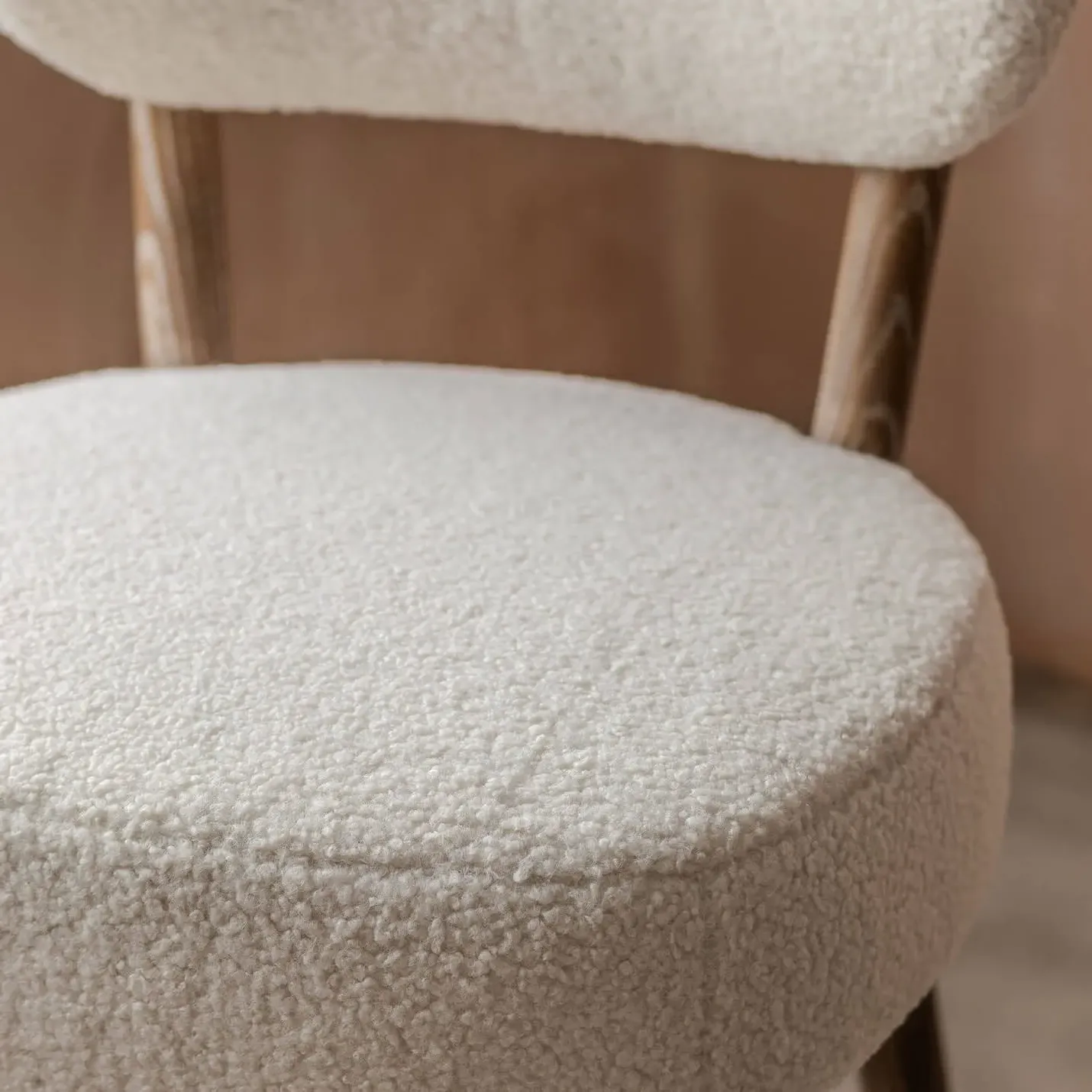 Rigby Kitchen Stool - White, Bouclé