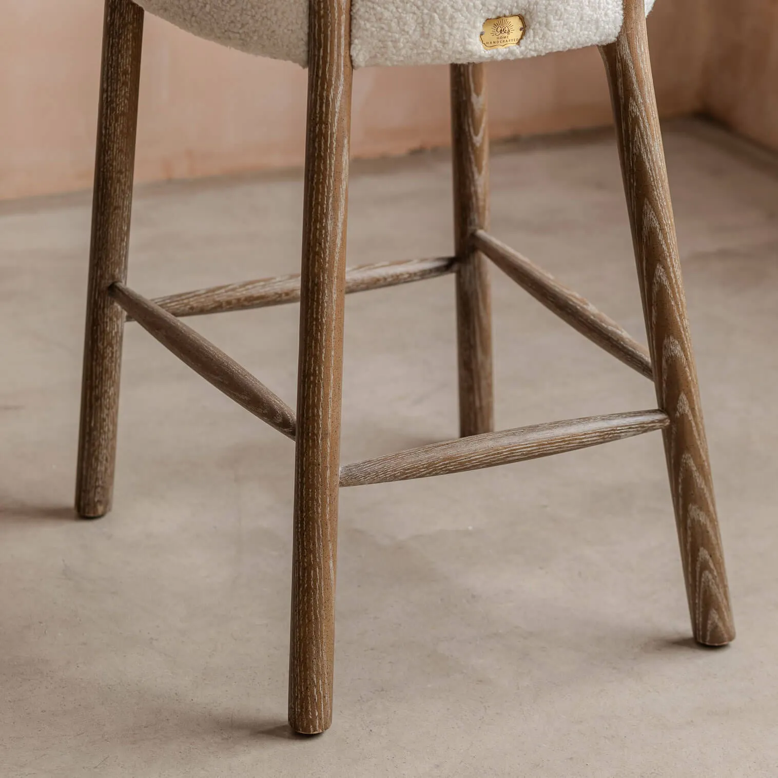 Rigby Kitchen Stool - White, Bouclé