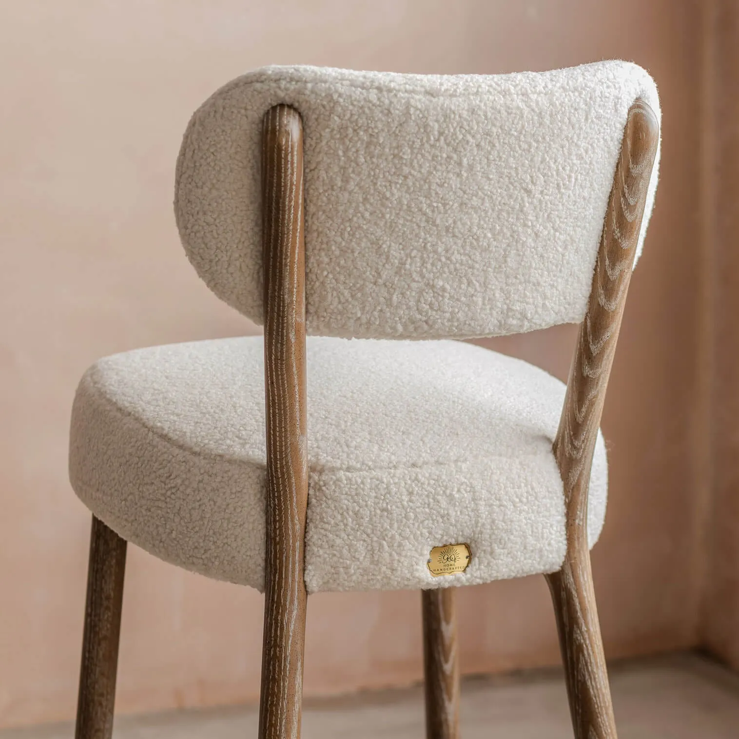 Rigby Kitchen Stool - White, Bouclé