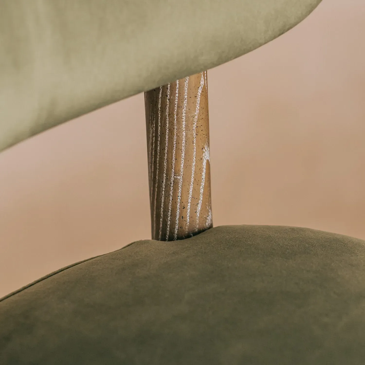 Rigby Kitchen Stool with Natural Legs - Moss Green, Velvet