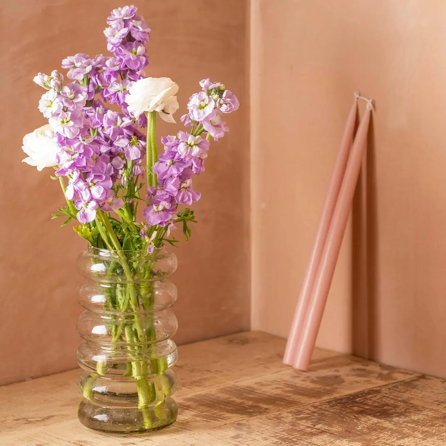 Ringed Speckled Glass Vase - Clear image
