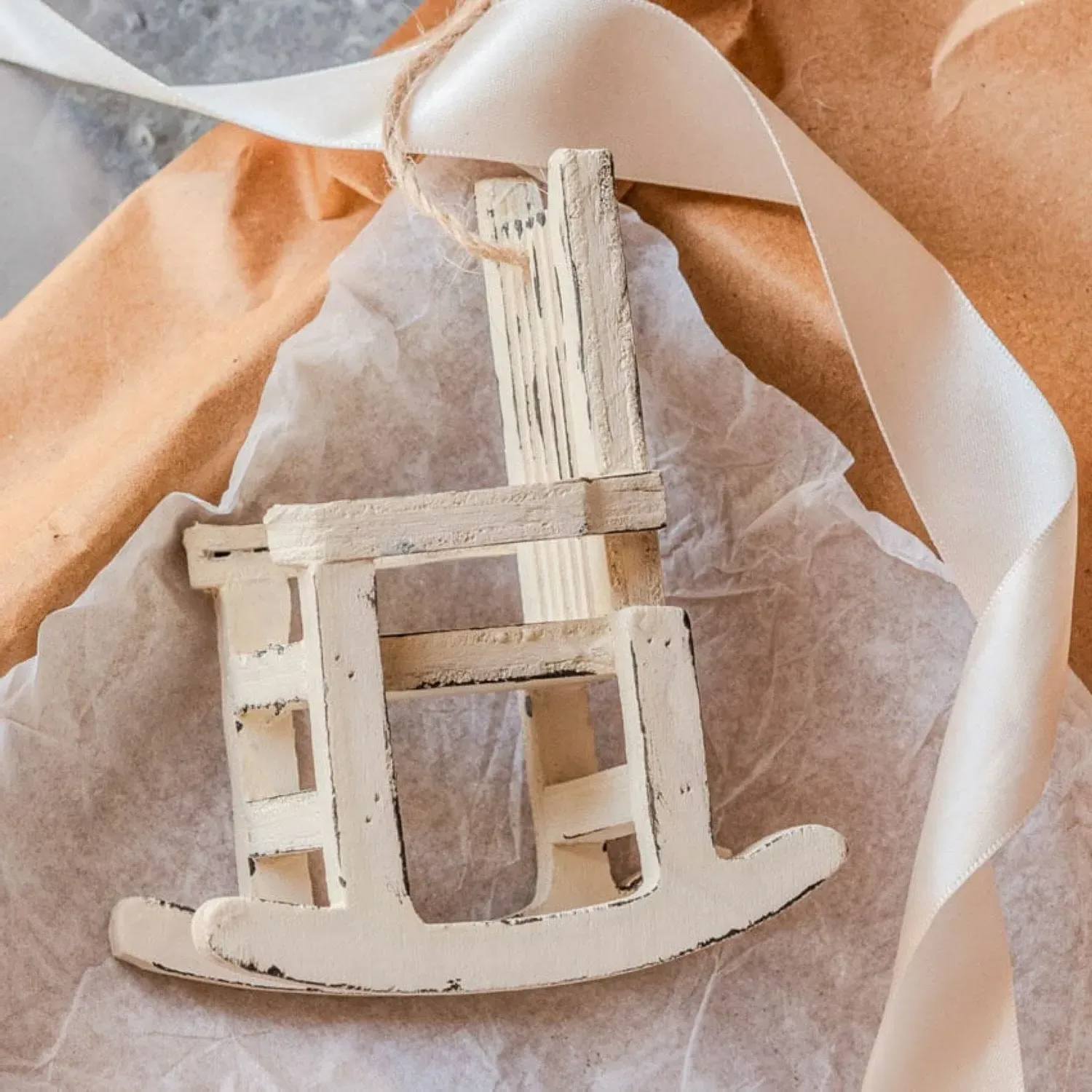 Rocking Chair Christmas Tree Decoration - White, Plywood