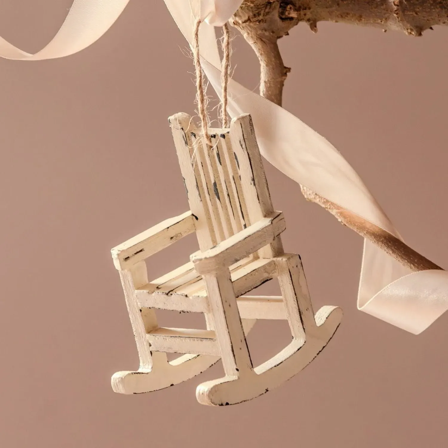 Rocking Chair Christmas Tree Decoration - White, Plywood image