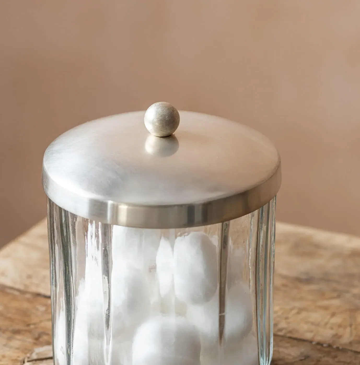 Rosalie Glass Storage Container - Antique Silver