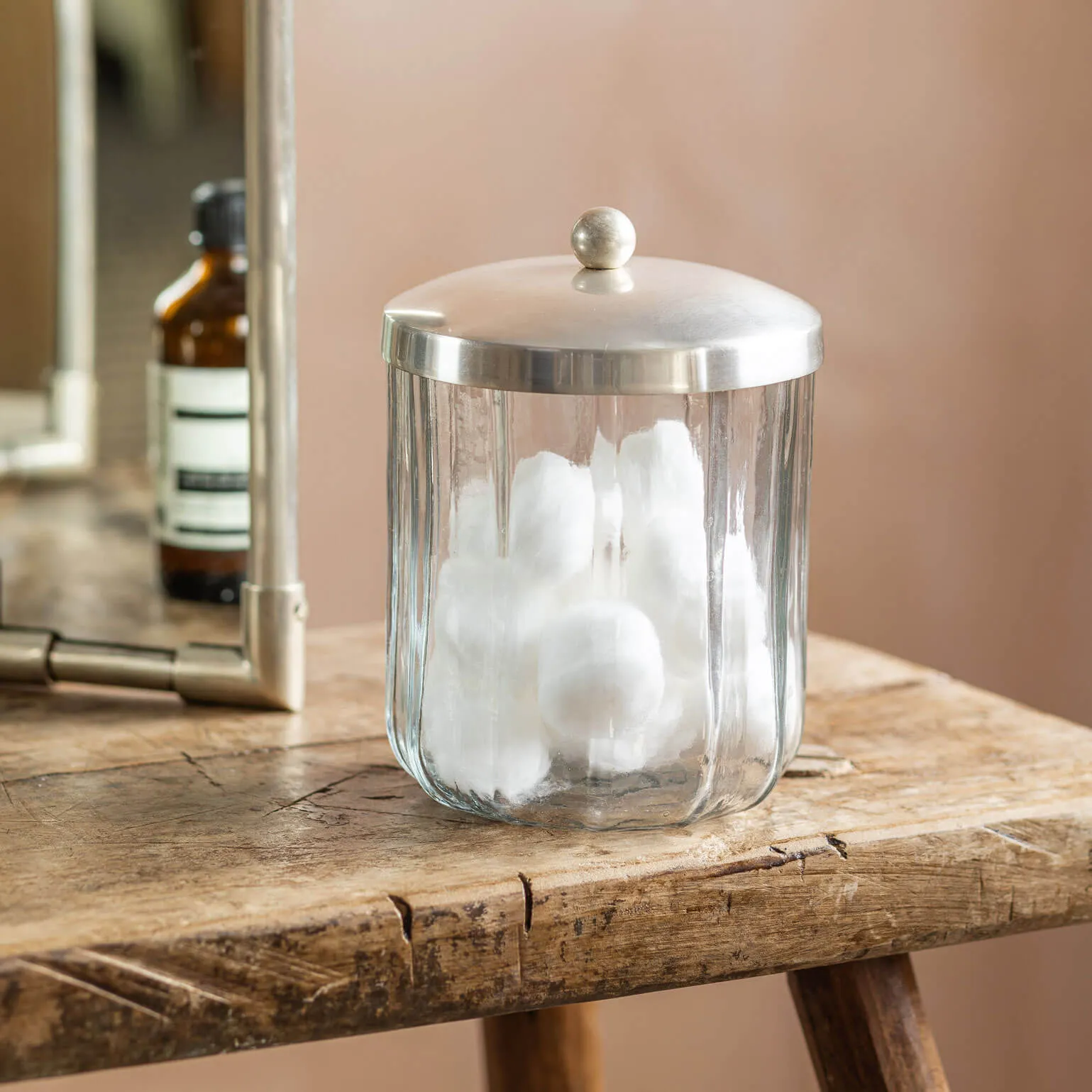 Rosalie Glass Storage Container - Antique Silver