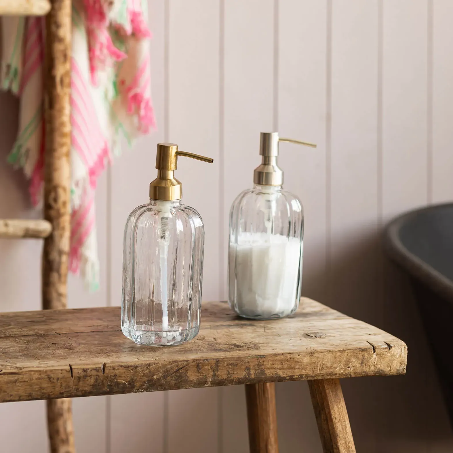 Rosalie Lotion Dispenser - Antique Gold, Glass