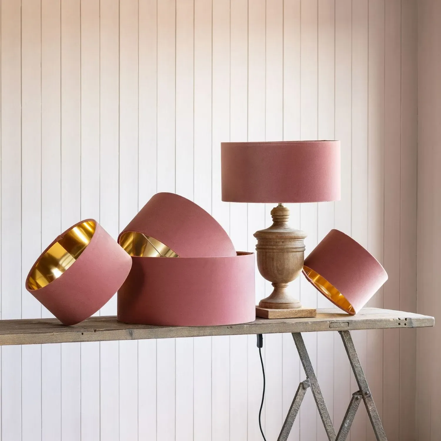 Rose 18 inch Lamp Shade - Pink, Velvet