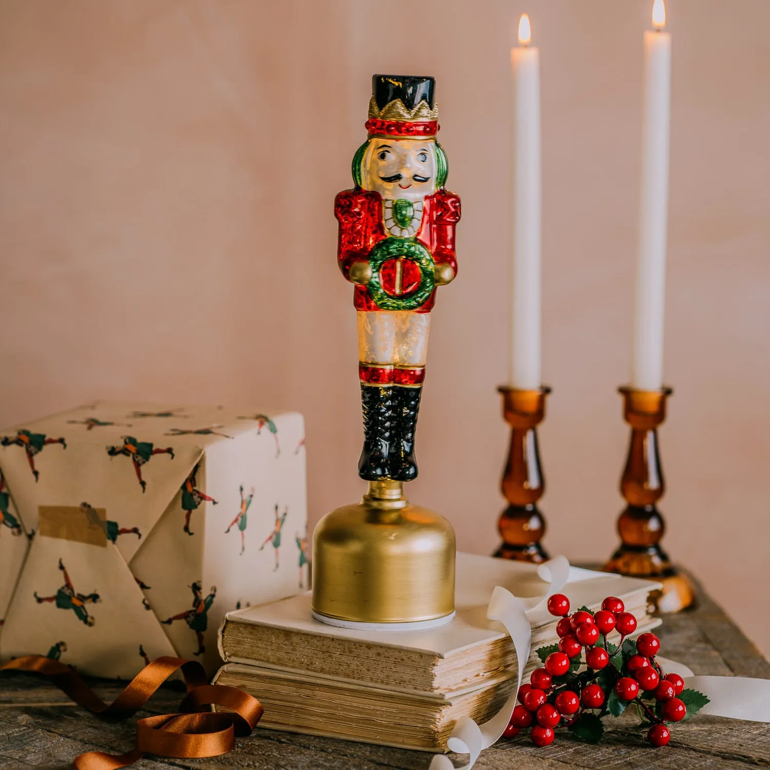 Rotating Light Up Nutcracker - Glass image