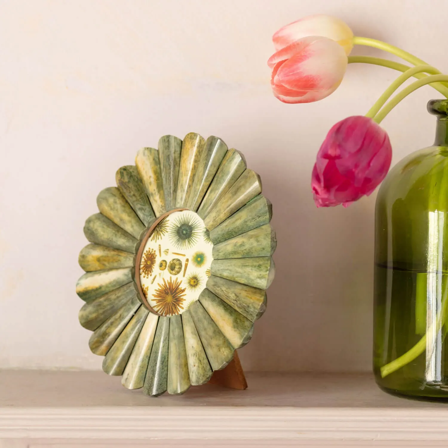 Round Bone Photo Frame - Green