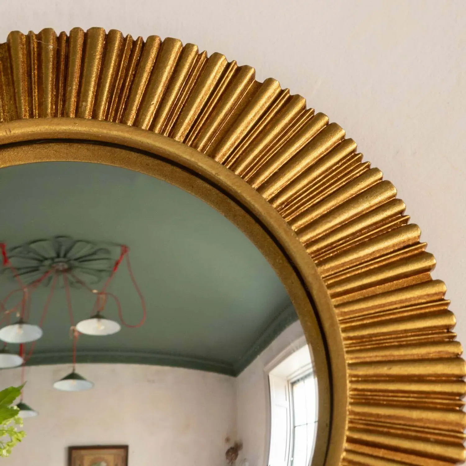 Round Convex Wall Mirror - Gold, Resin