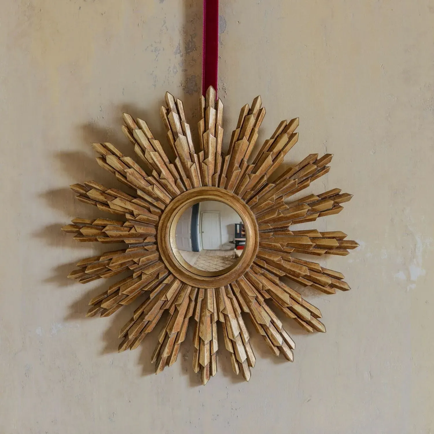 Round Convex Wall Mirror - Gold, Resin