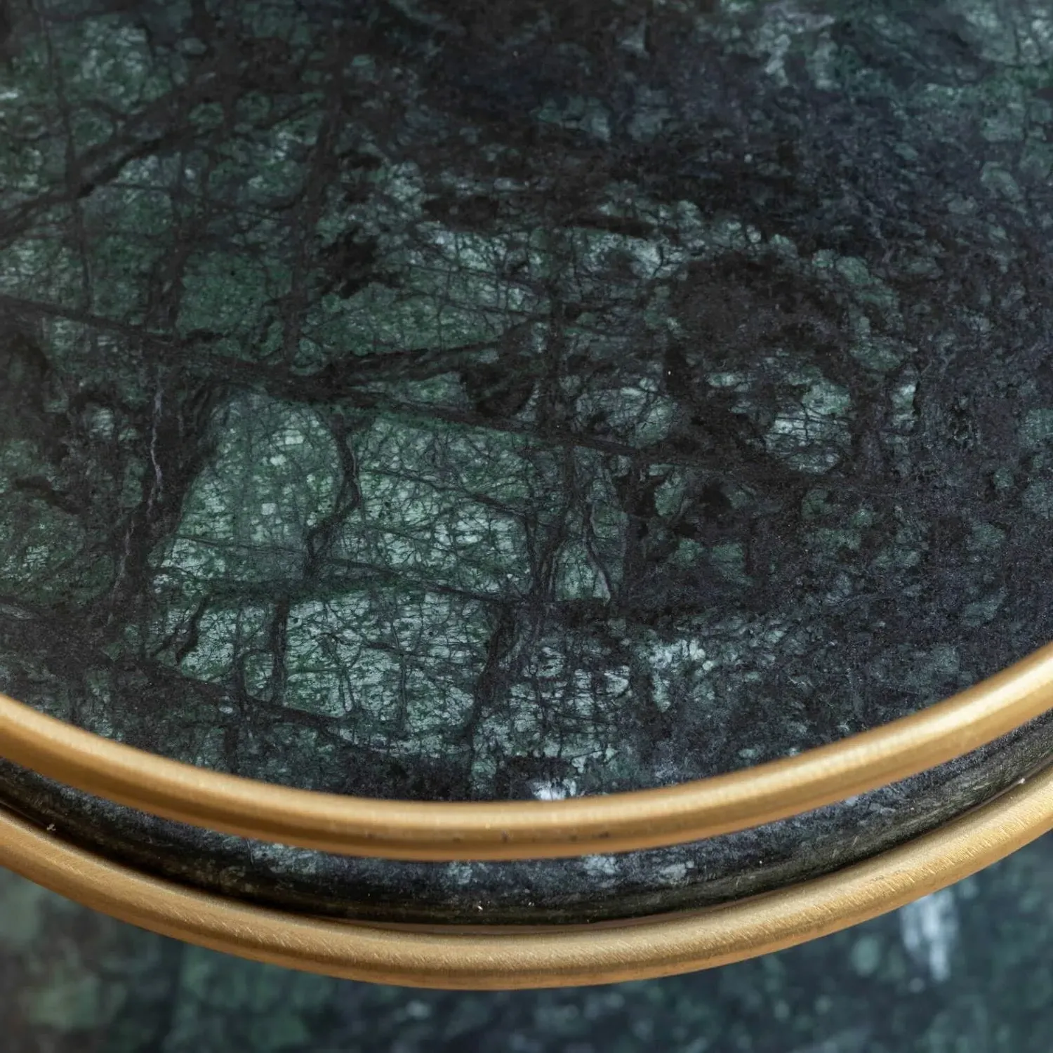 Round Drinks Trolley - Green Marble, Brass