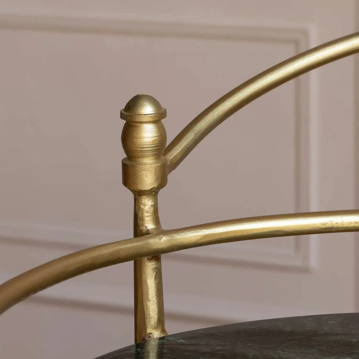 Round Drinks Trolley - Green Marble, Brass