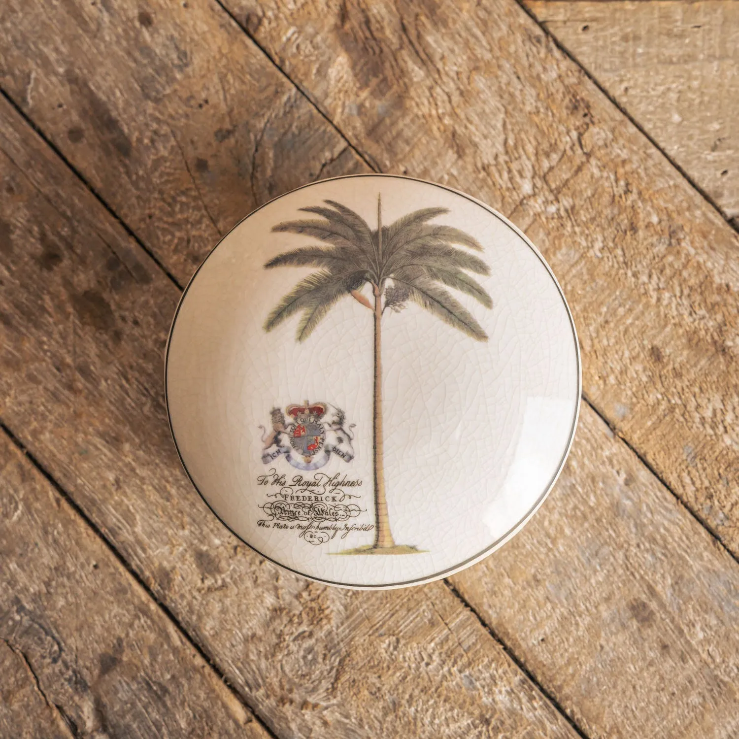 Round Palm Tree Trinket Box - White, Porcelain