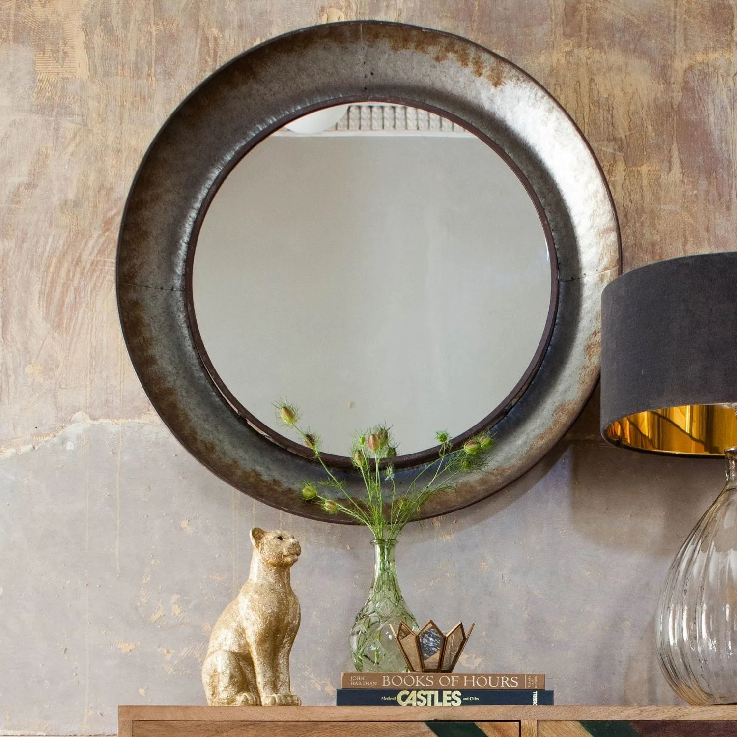 Round Rustic Mirror - Iron image