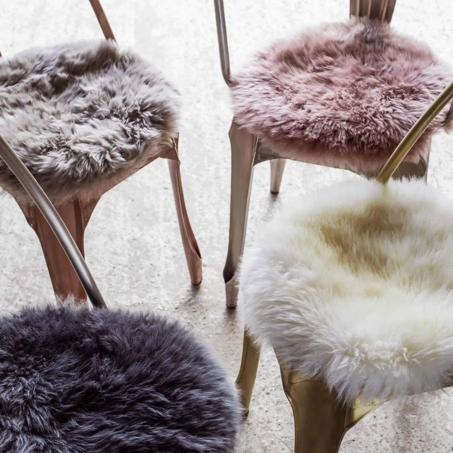 Round Sheepskin Seat Pad - Mustard