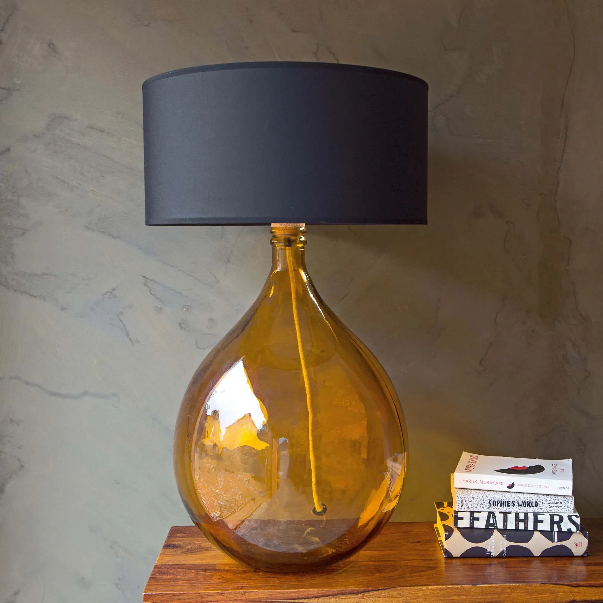 Round Table Lamp - Amber, Glass