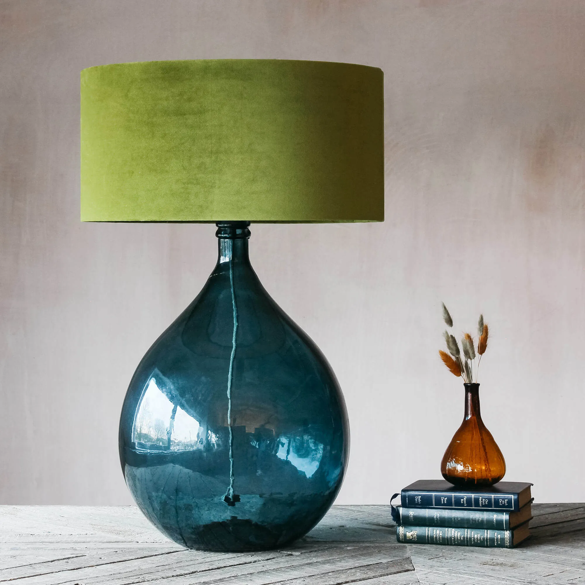 Round Table Lamp - Blue, Glass