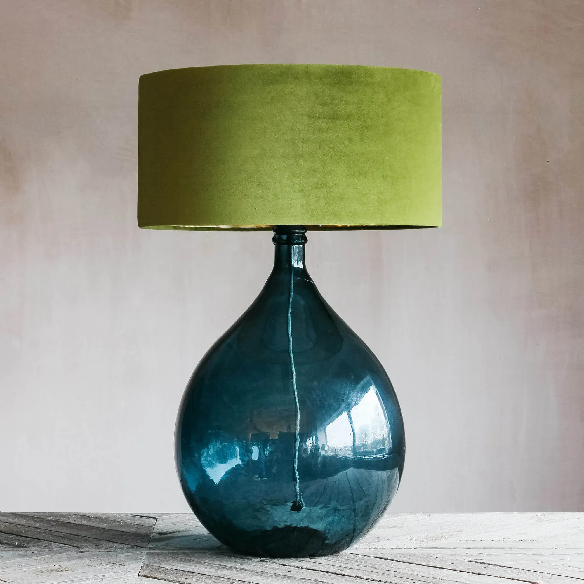 Round Table Lamp - Blue, Glass
