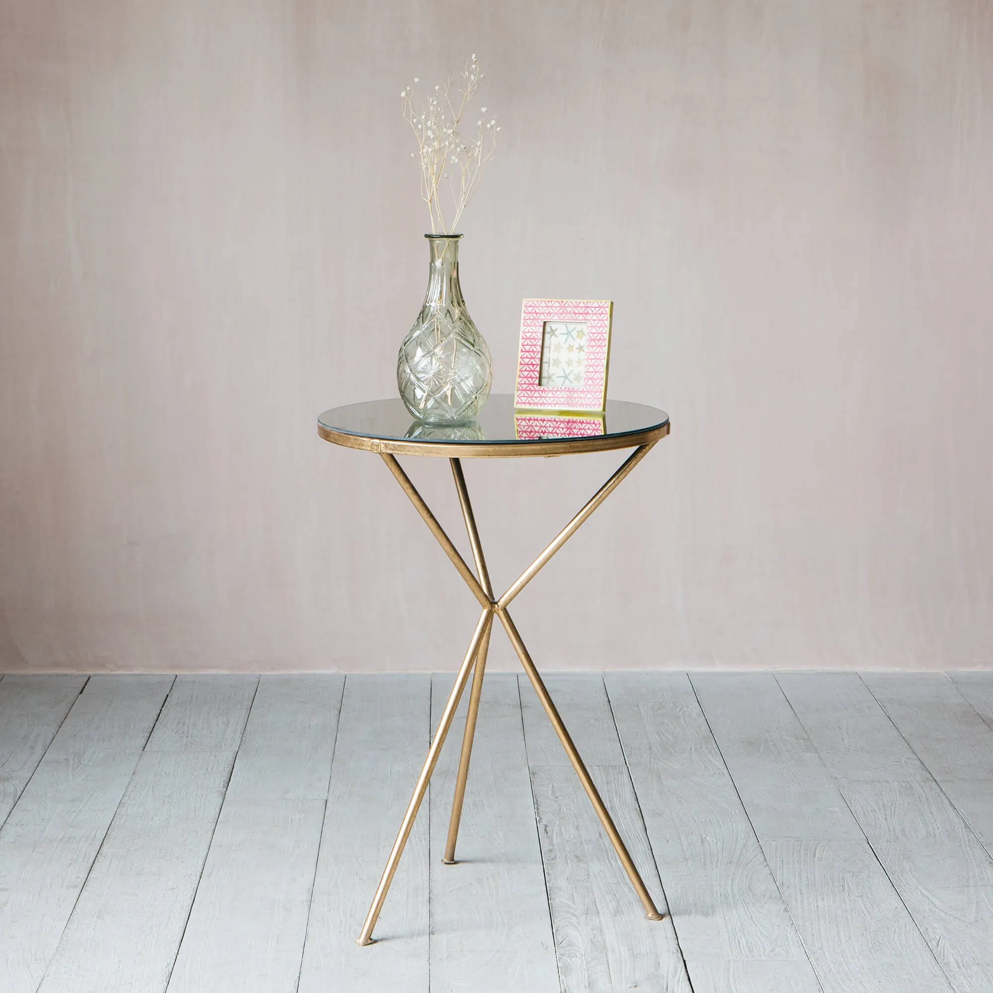 Round Tripod Side Table - Gold, Iron image