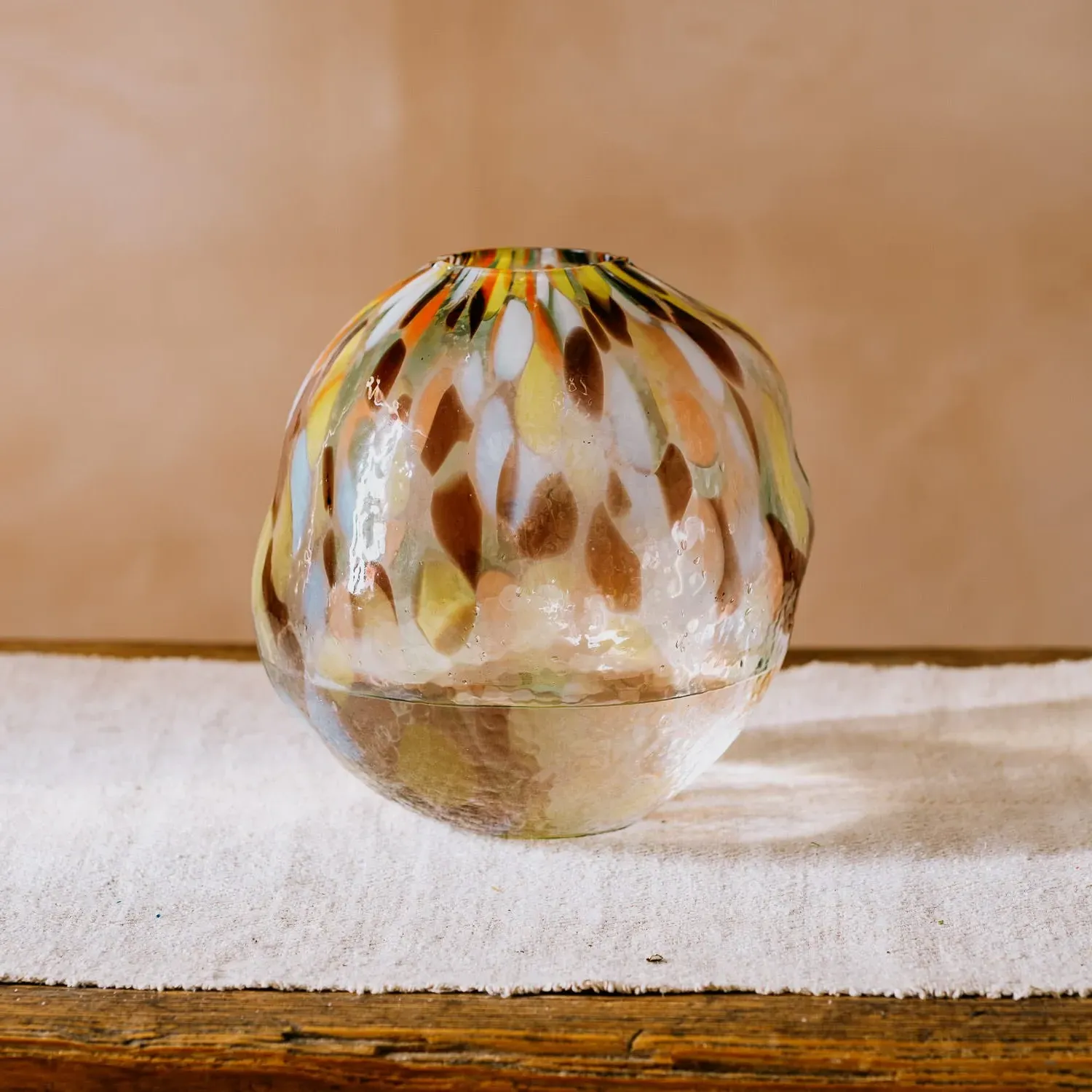 Round Vase - Brown Speckled Glass
