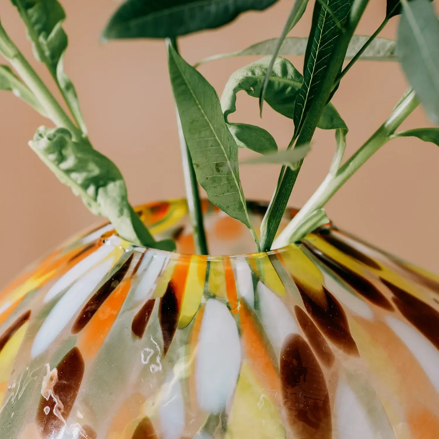 Round Vase - Brown Speckled Glass