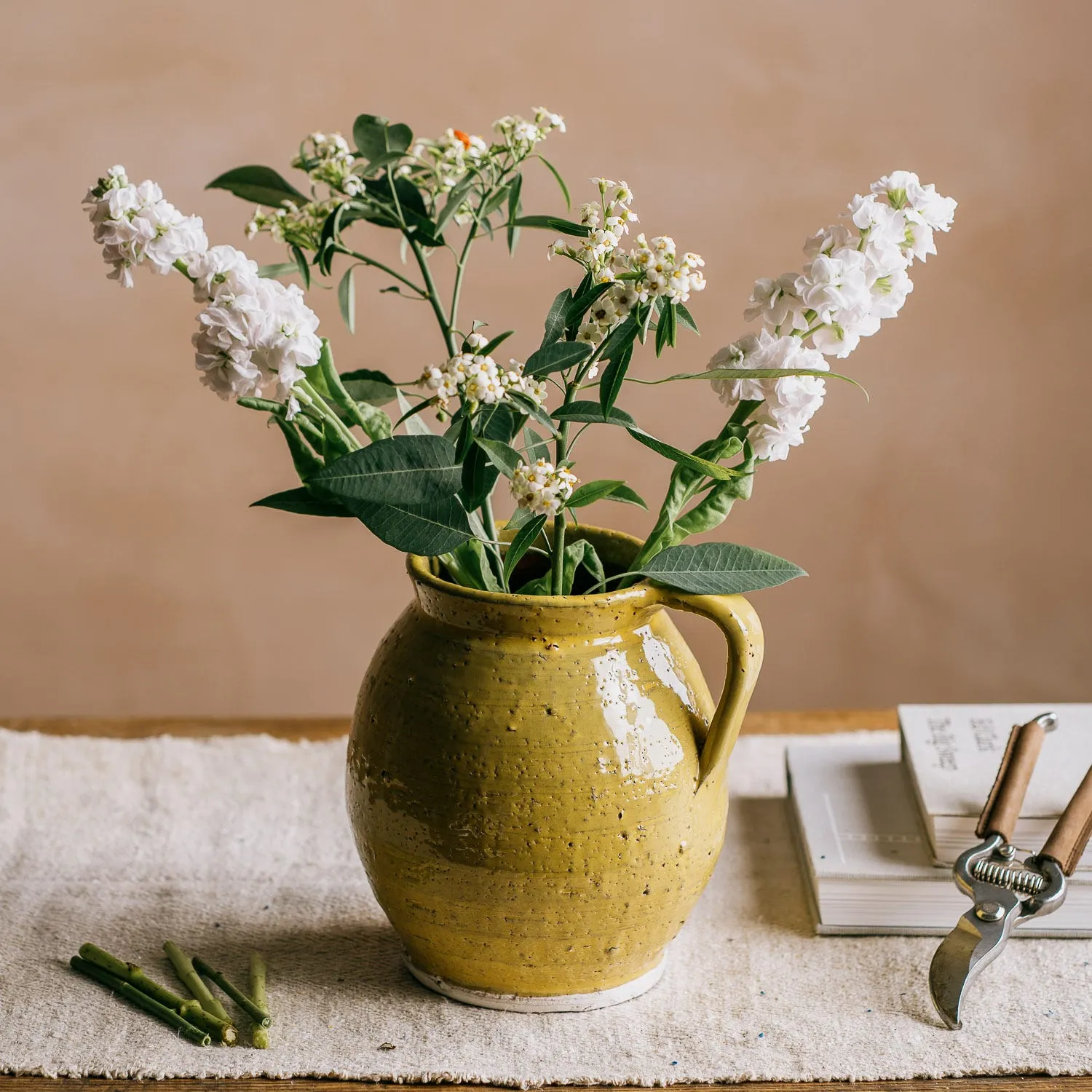 Rustic Handled Vase - Mustard, Ceramic