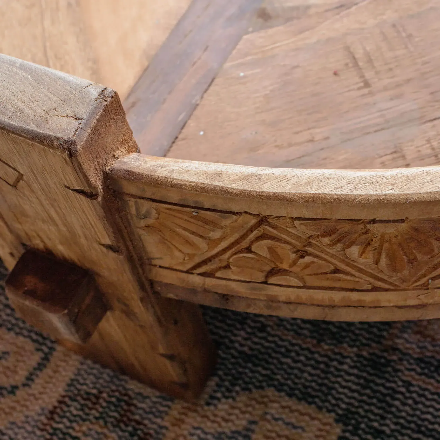 Ryka Round Grinder Side Table - Brown, Wood