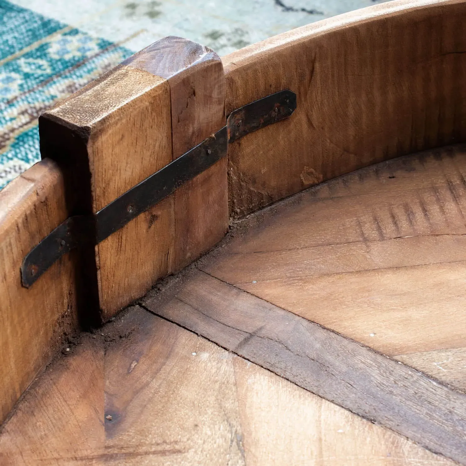 Ryka Round Grinder Side Table - Brown, Wood