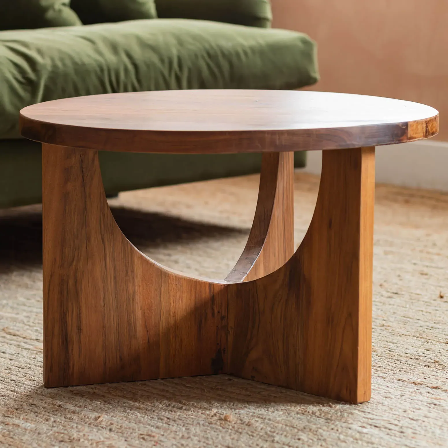 Sadie Round Coffee Table - Golden, Reclaimed Wood