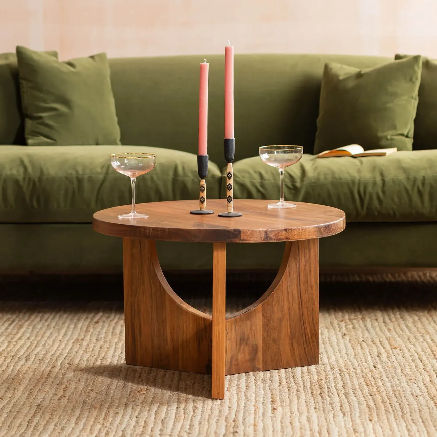 Sadie Round Coffee Table - Golden, Reclaimed Wood image