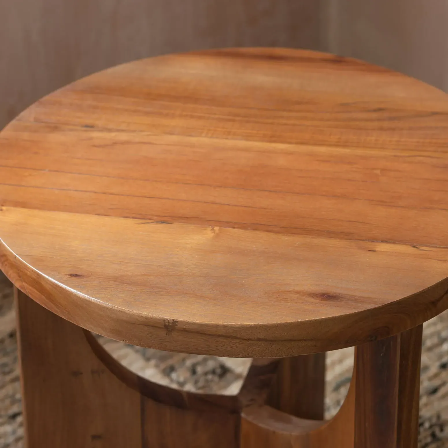 Sadie Round Side Table - Golden, Reclaimed Wood