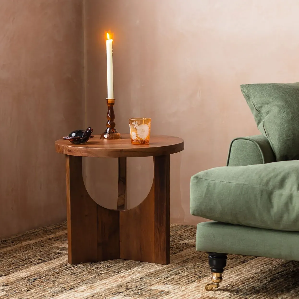 Sadie Round Side Table - Golden, Reclaimed Wood image