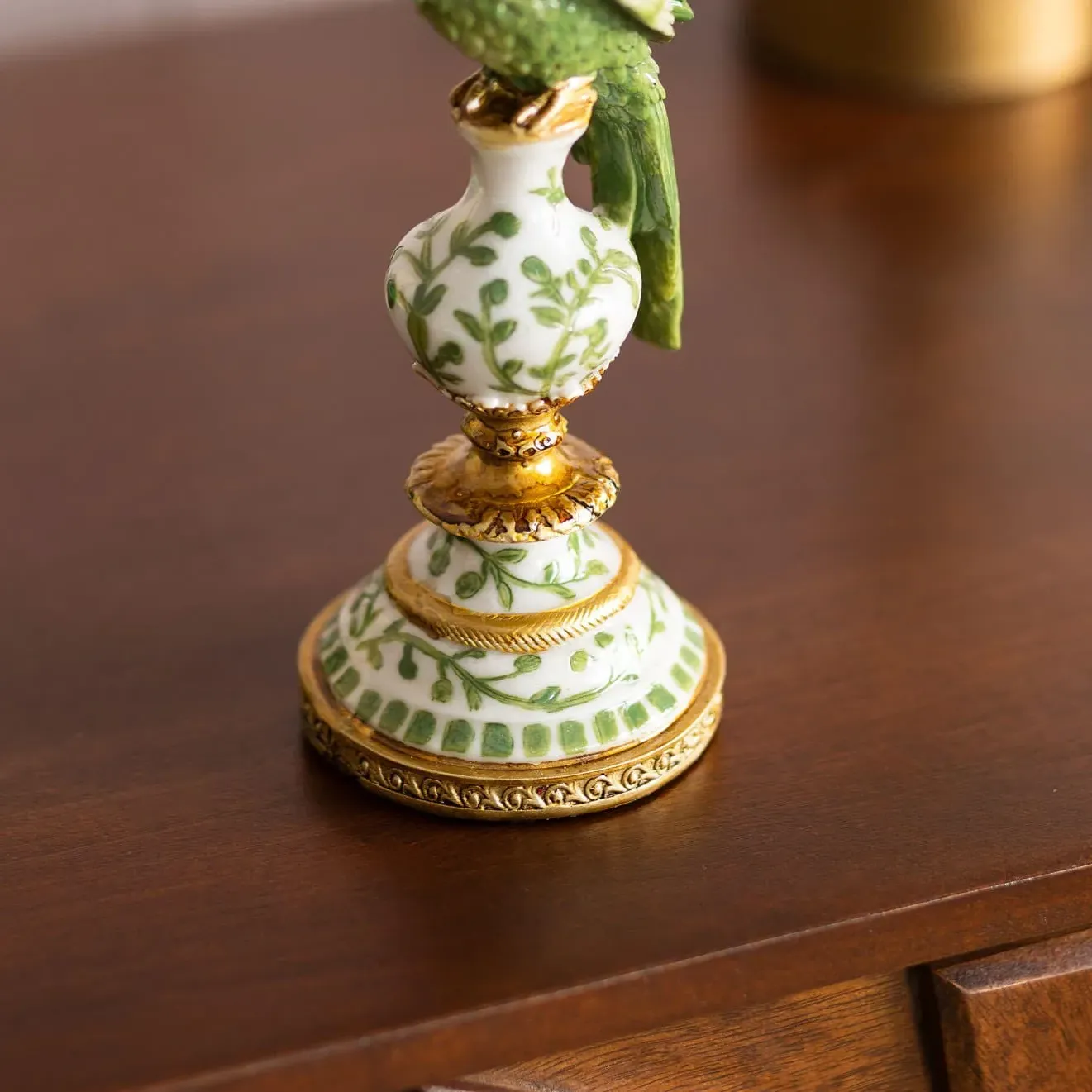Sage Green Ceramic Parrot Candle Holder - Green, Resin