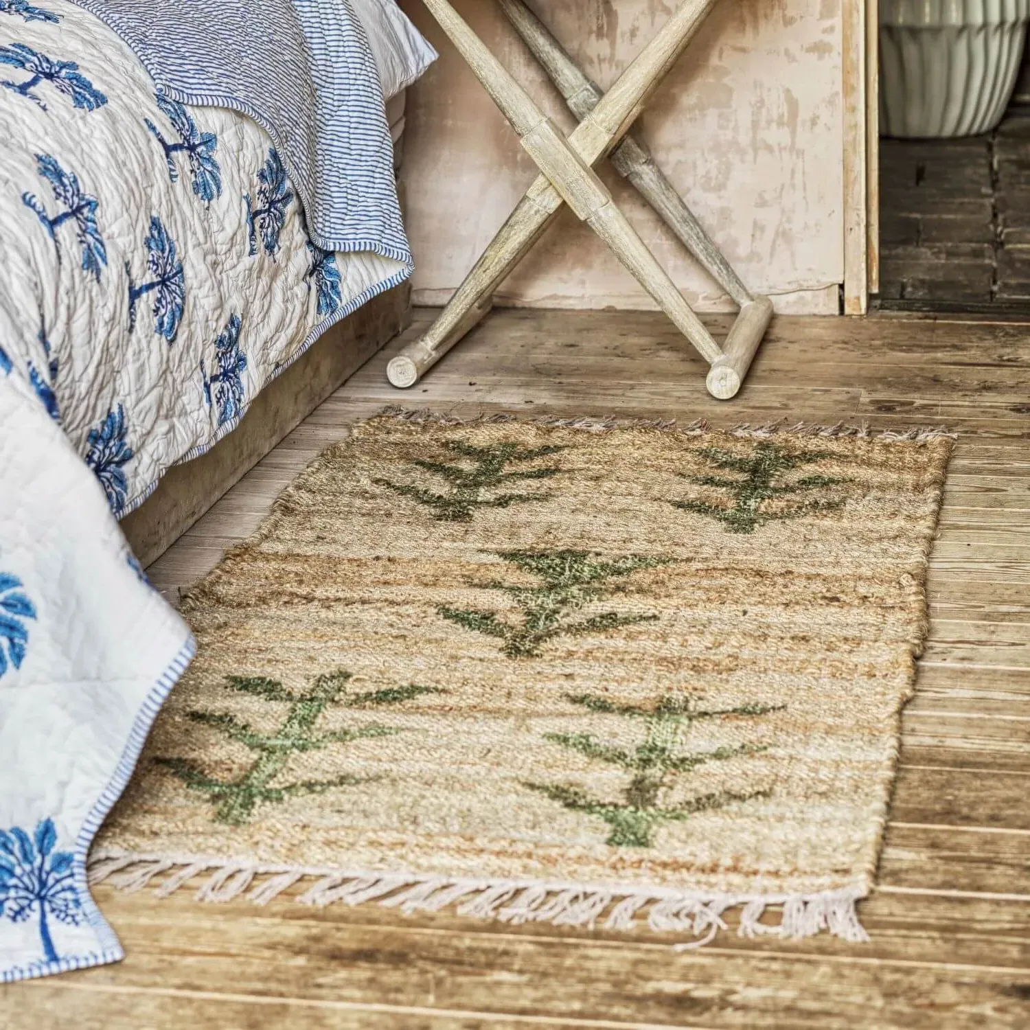 Sage Green Tree Rug - Green, Cotton