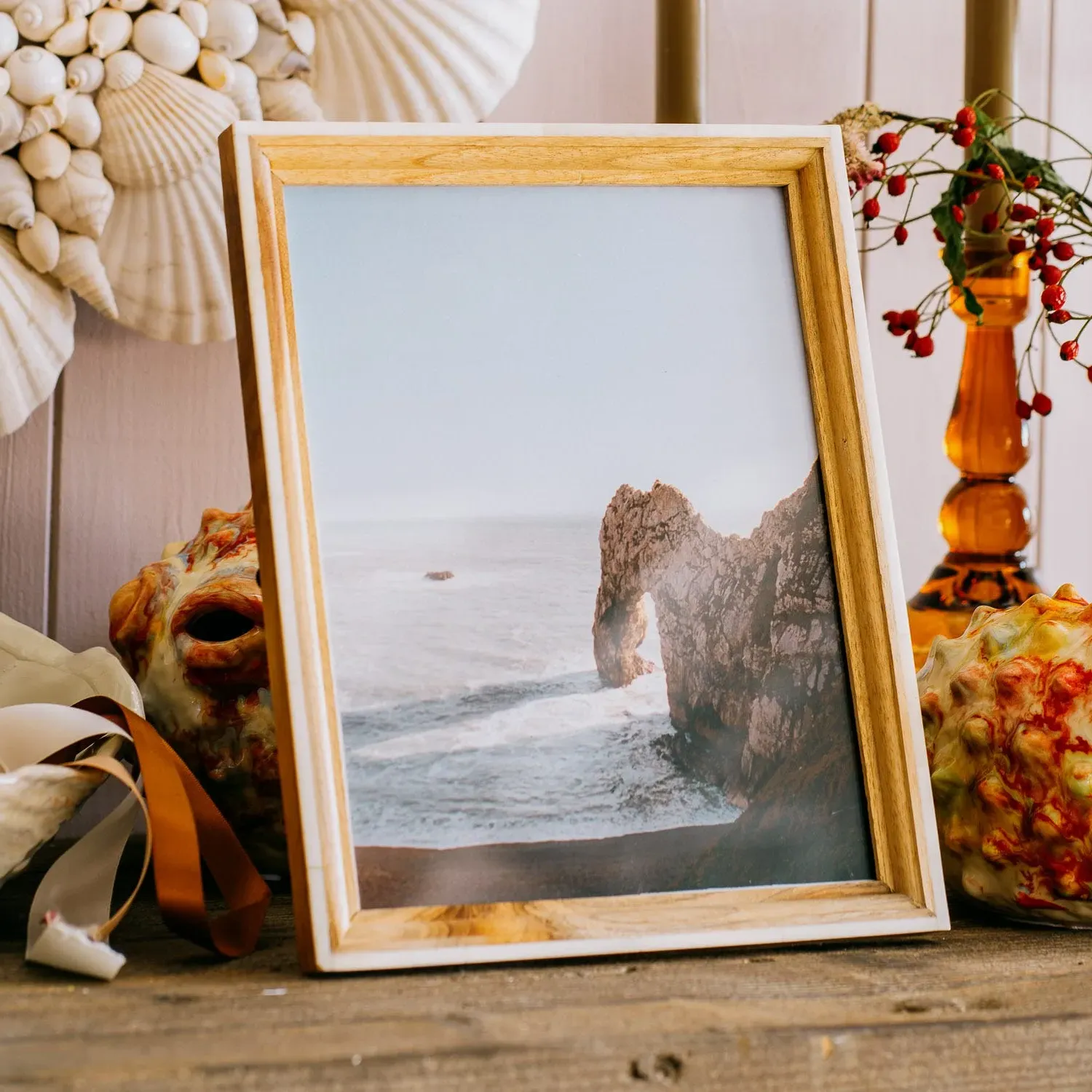 Sagwaan Wood and Bone Photo Frame 5x7 inch - Golden, Wood