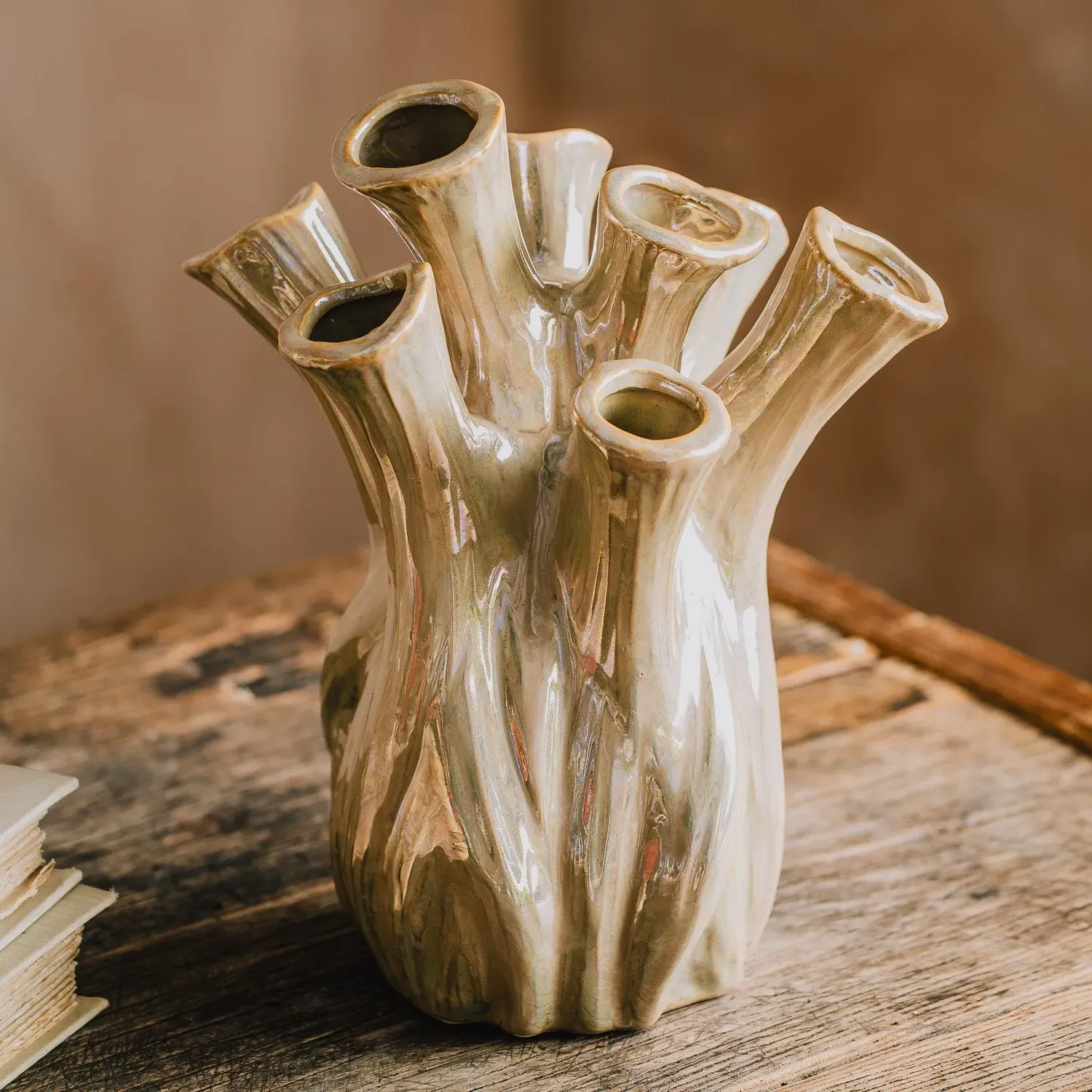 Sand Multi-Valve Vase Large - Sand, Ceramic