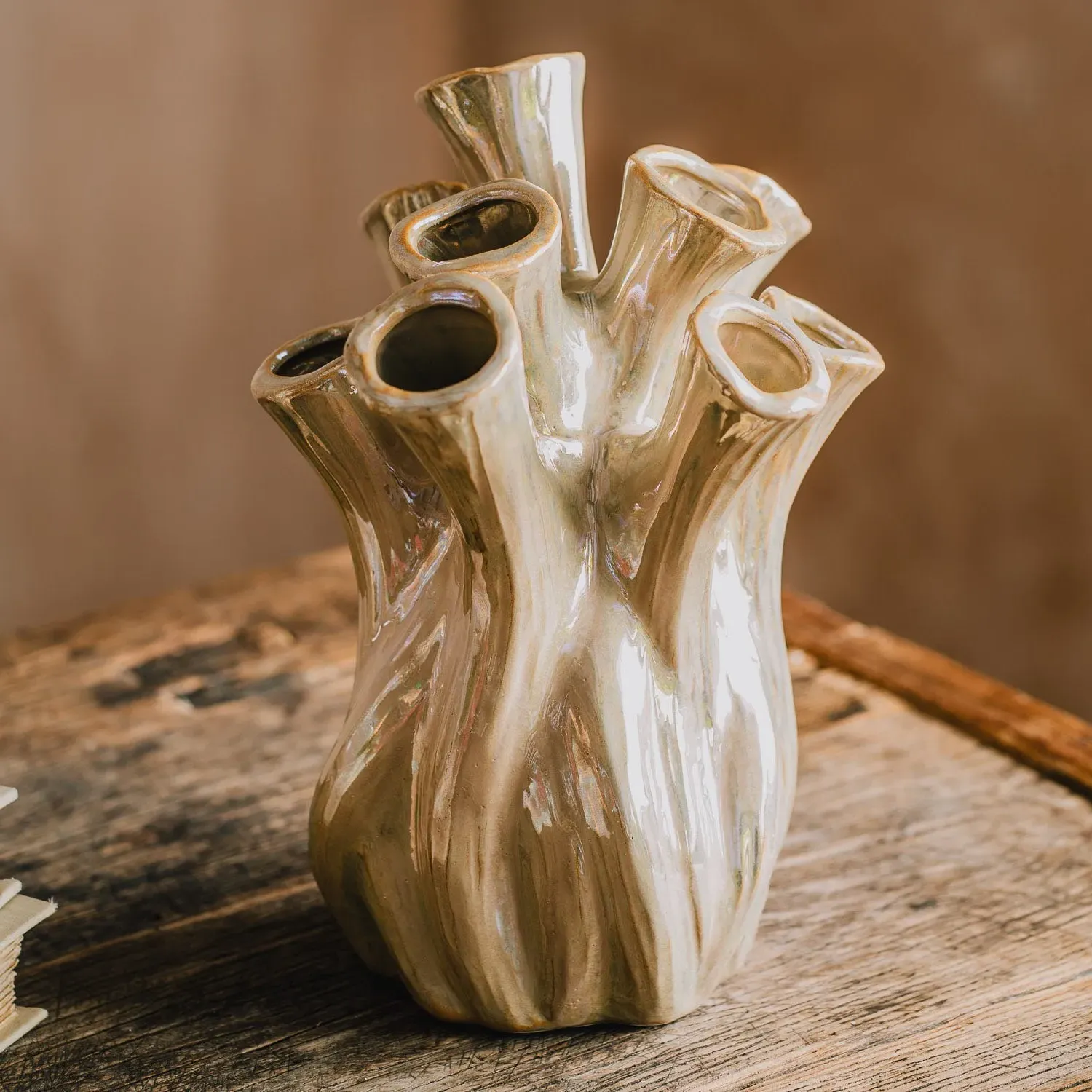 Sand Multi-Valve Vase Large - Sand, Ceramic