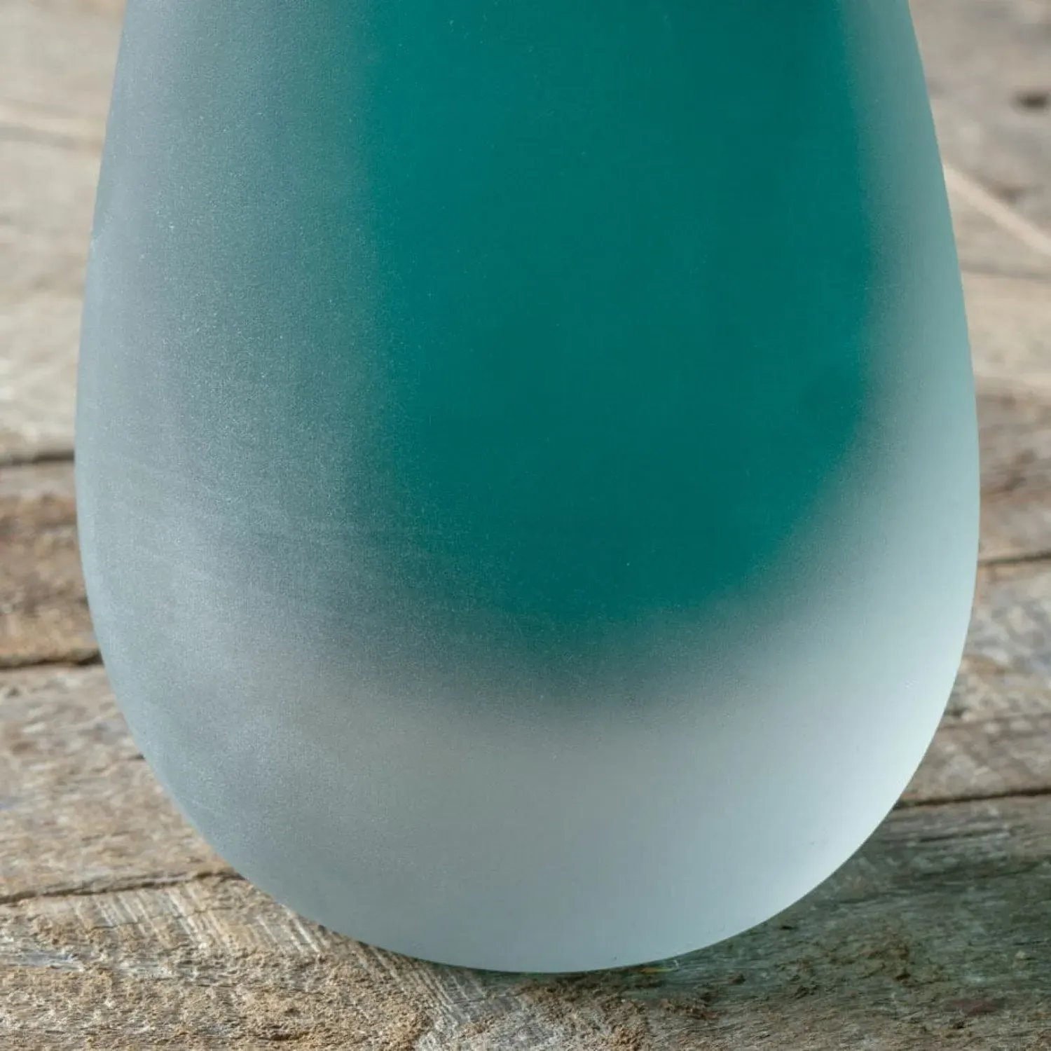 Sandblasted Vase - Teal Green Glass