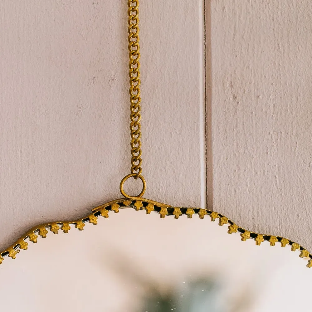 Scallop Shell Hanging Mirror - Gold