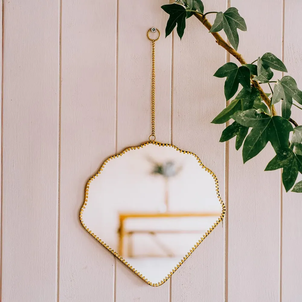 Scallop Shell Hanging Mirror - Gold image